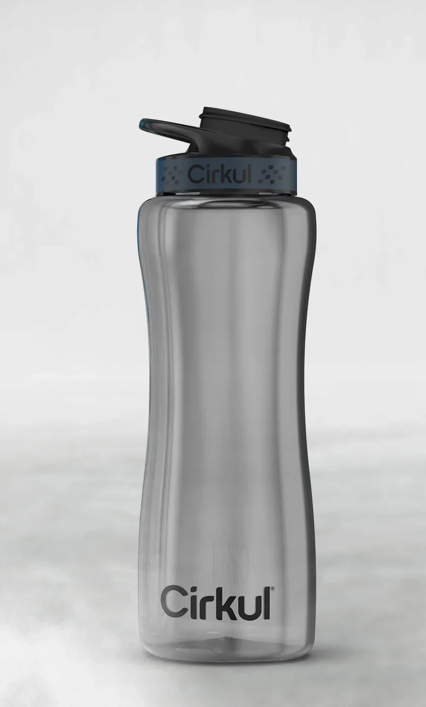 32oz. Black Tint Plastic Bottle with Gray Lid