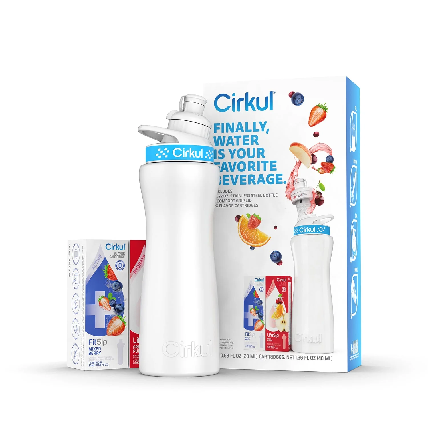 Starter Kit: 22oz. Stainless Steel Bottle, Lid, & 2 Cartridges - Image 2
